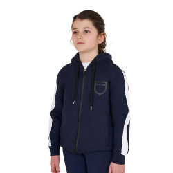Felpa bambina in cotone con cappuccio e zip frontale Blazer marine Blu marino