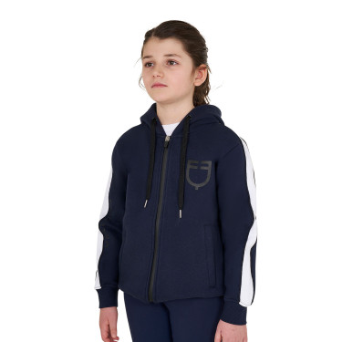 Felpa bambina in cotone con cappuccio e zip frontale Blazer marine Blu marino