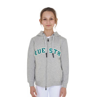 Felpa bambini con cappuccio zip e scritta effetto spugna