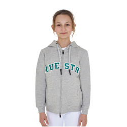 Felpa bambini con cappuccio zip e scritta effetto spugna
