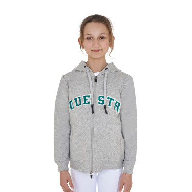 Felpa bambini con cappuccio zip e scritta effetto spugna
