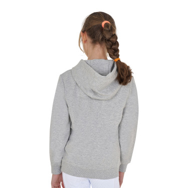 Felpa bambini con cappuccio zip e scritta effetto spugna