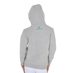 Felpa bambini con cappuccio zip e scritta effetto spugna