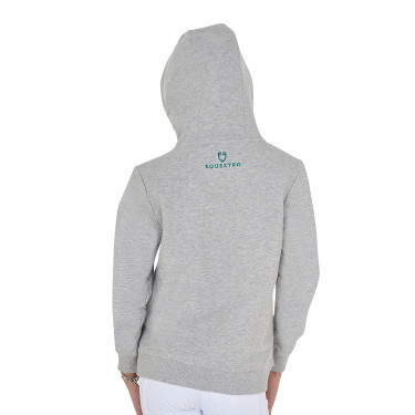Felpa bambini con cappuccio zip e scritta effetto spugna