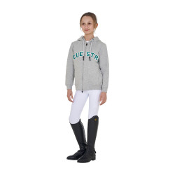 Felpa bambini con cappuccio zip e scritta effetto spugna