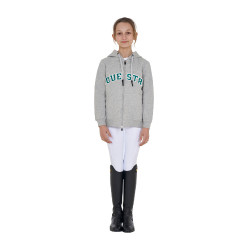 Felpa bambini con cappuccio zip e scritta effetto spugna