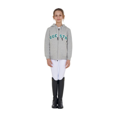 Felpa bambini con cappuccio zip e scritta effetto spugna