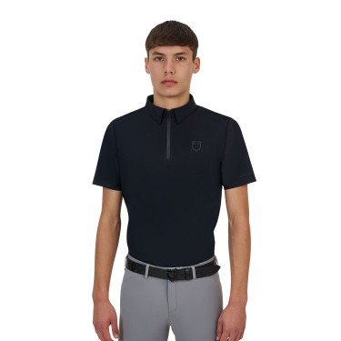 Polo allenamento uomo Equestro Ridertechnology maniche corte e zip