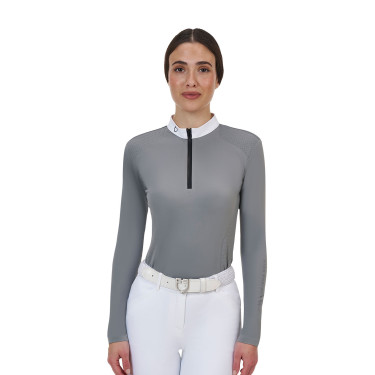 Polo concorso donna Equestro Ridertechnology manica lunga e zip