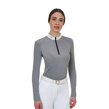 Polo concorso donna Equestro Ridertechnology manica lunga e zip