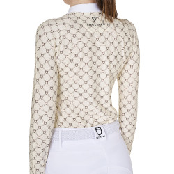 Polo donna da concorso a manica lunga con stampa monogram