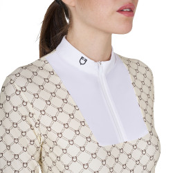 Polo donna da concorso a manica lunga con stampa monogram