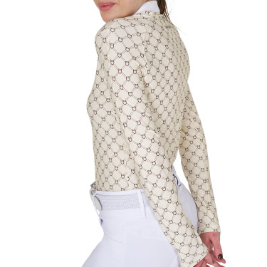 Polo donna da concorso a manica lunga con stampa monogram