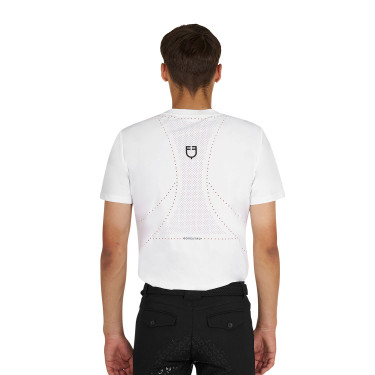 T-shirt allenamento uomo in tessuto tecnico con microfori Bianco