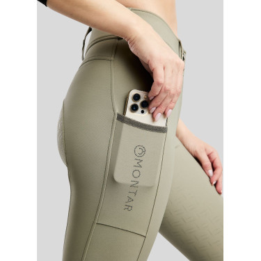MoGaia Pantaloni da equitazione Gun Metal Caviar con tasche per telefono Bianchi F/G Montar
