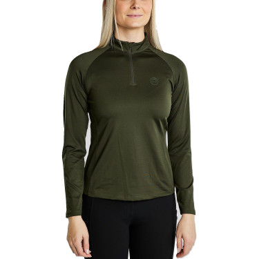 MoErica polo invernale a maniche lunghe con mezza zip Dusty Rose Montar Oliva Verde
