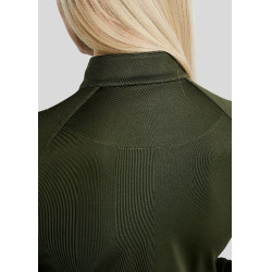 MoErica polo invernale a maniche lunghe con mezza zip Dusty Rose Montar Oliva Verde