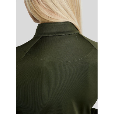 MoErica polo invernale a maniche lunghe con mezza zip Dusty Rose Montar Oliva Verde