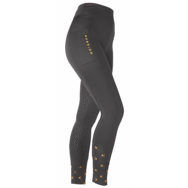 Leggings da equitazione invernali da ragazza Shires Aubrion Nero corvino
