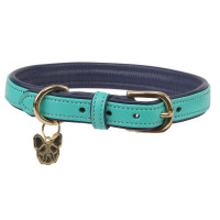 Collare per cane in pelle trapuntata Shires Digby & Fox Acqua Blu