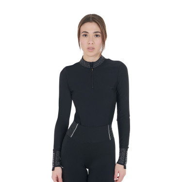 Polo tecnica donna da allenamento con strass