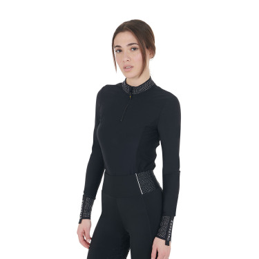 Polo tecnica donna da allenamento con strass