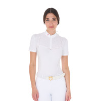 Polo concorso donna slim fit in tessuto traforato e zip
