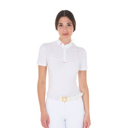 Polo concorso donna slim fit in tessuto traforato e zip