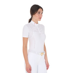 Polo concorso donna slim fit in tessuto traforato e zip