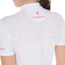 Polo concorso donna slim fit in tessuto traforato e zip