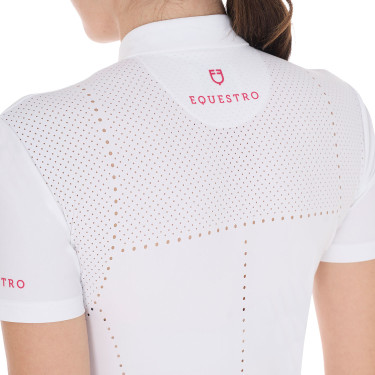 Polo concorso donna slim fit in tessuto traforato e zip