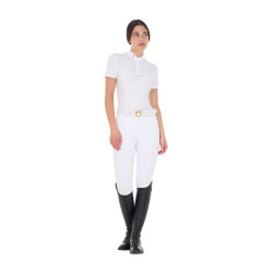 Polo concorso donna slim fit in tessuto traforato e zip