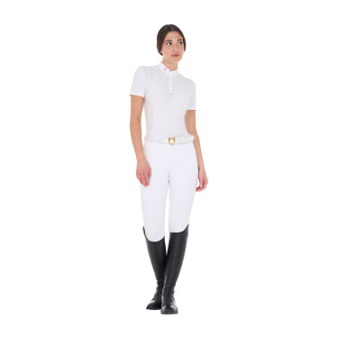 Polo concorso donna slim fit in tessuto traforato e zip