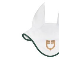 Cuffietta in tessuto tecnico Equestro X FISE 100 Bianco / verde salvia profondo