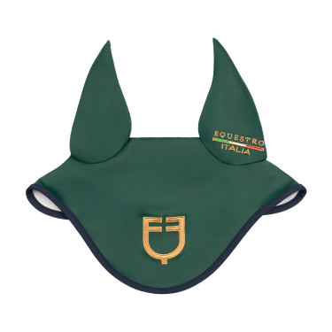 Cuffietta in tessuto tecnico Equestro X FISE 100 Verde salvia profondo / blu foresta
