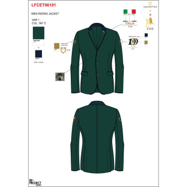 Giacca uomo concorso tre bottoni Equestro X FISE 100