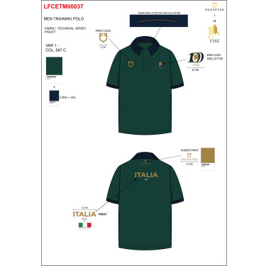Polo uomo allenamento tre bottoni Equestro X FISE 100