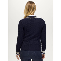 Maglione da donna a trecce con scollo a V Roseville Tommy Hilfiger Equestrian Cielo del deserto Blu Maglione da donna a trecce con scollo a V Roseville Tommy Hilfiger Equestrian Cielo del deserto Blu