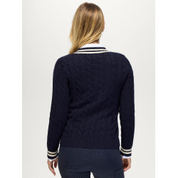 Maglione da donna a trecce con scollo a V Roseville Tommy Hilfiger Equestrian