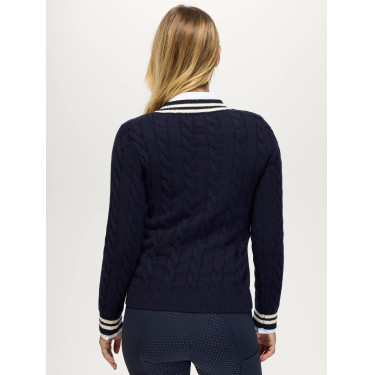 Maglione da donna a trecce con scollo a V Roseville Tommy Hilfiger Equestrian