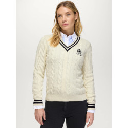 Maglione da donna a trecce con scollo a V Roseville Tommy Hilfiger Equestrian