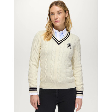 Maglione da donna a trecce con scollo a V Roseville Tommy Hilfiger Equestrian