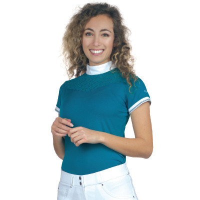 Polo Cassia Femme Manches Courtes Flags & Cup Bleu émeraude