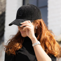 Cappellino in velluto a coste verde scuro Nero