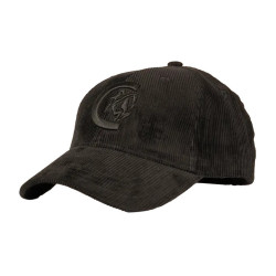 Cappellino in velluto a coste verde scuro Nero