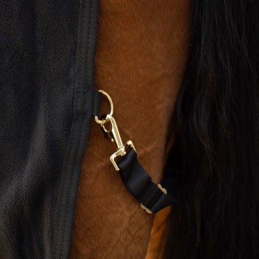 Coperta asciugante in pile per cavallo con collo nero