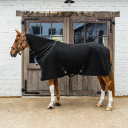 Coperta asciugante in pile per cavallo con collo nero