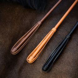Frusta da salto equitazione pelle 65 cm marrone chiaro