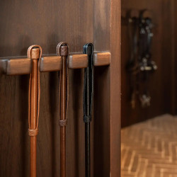 Frusta da salto equitazione pelle 65 cm marrone chiaro