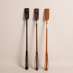 Frusta da salto equitazione pelle 65 cm marrone chiaro